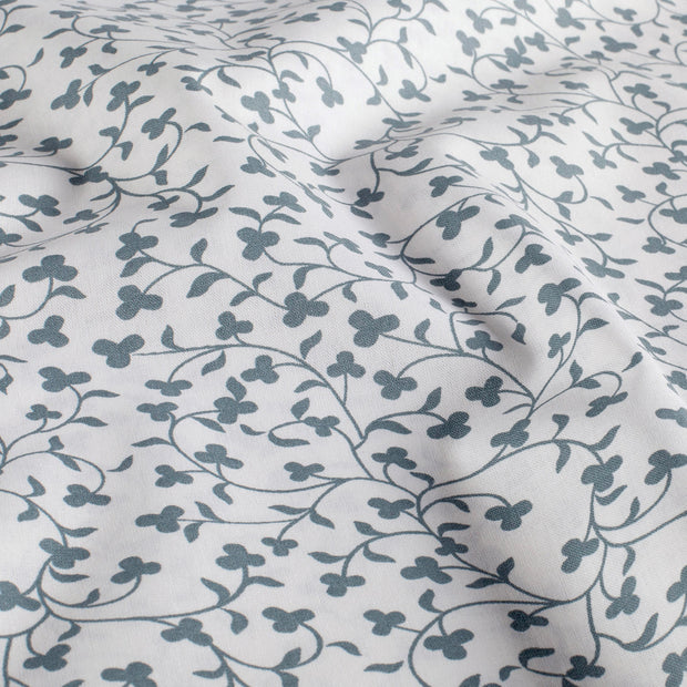 Popeline de Coton tissu fleurs Blanc cassé