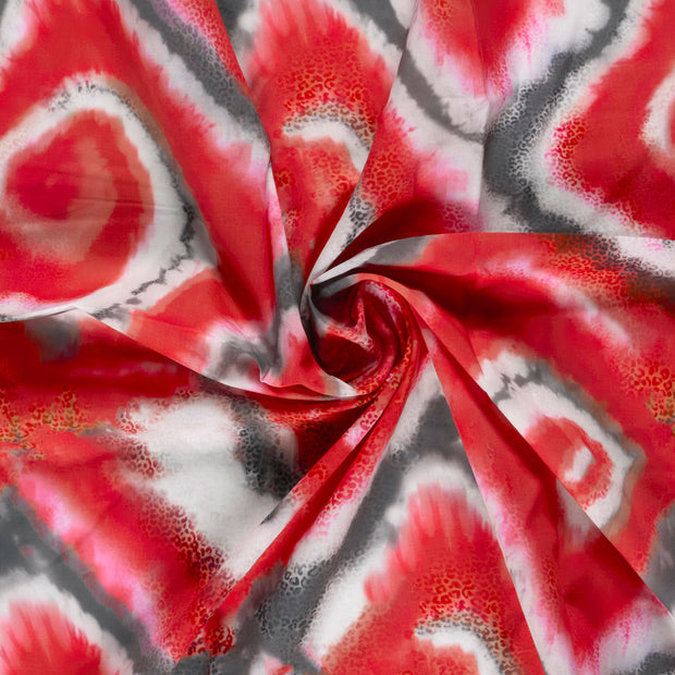 Voile fabric Red digital printed 