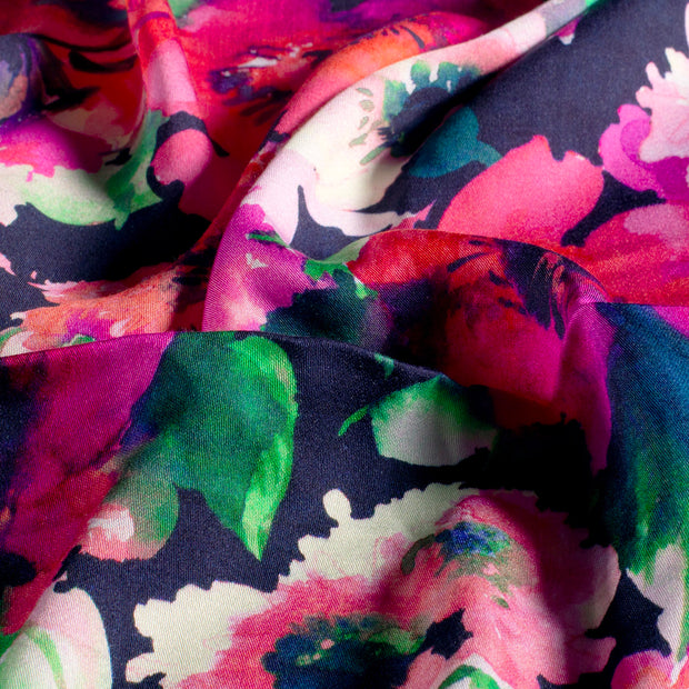 Viscose Satin fabrik Blumen Fuchsia