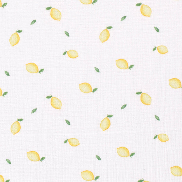Muslin fabric Fruits White
