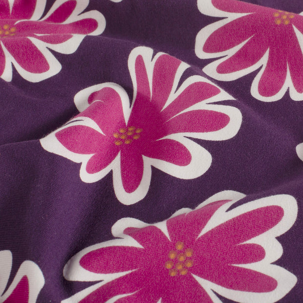 French Terry fabrik Blumen Violett
