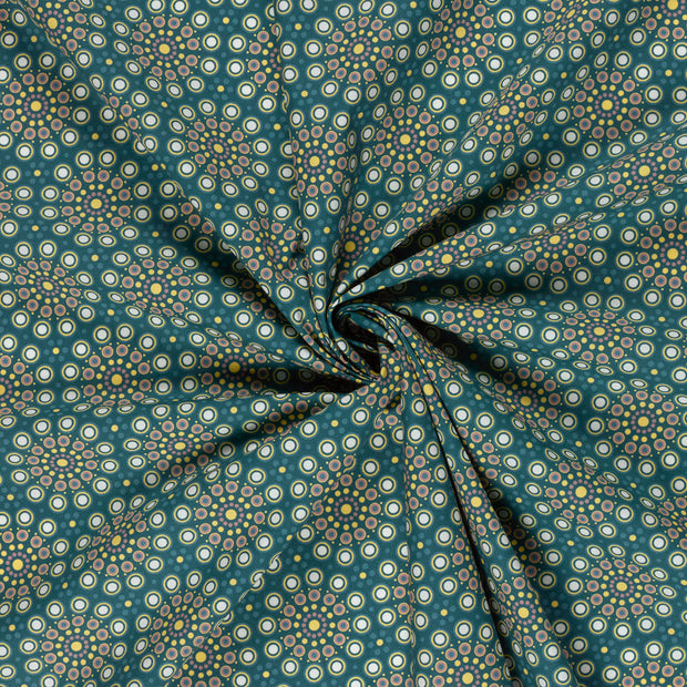 Cotton Poplin fabric Petrol digital printed 