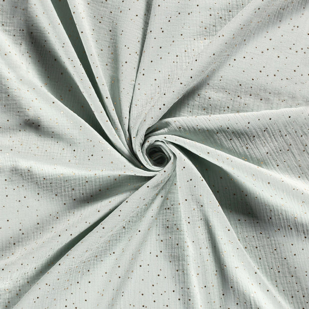 Muslin fabric Mint dew drops 