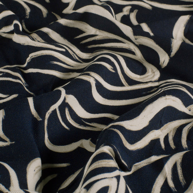 Sergé de Viscose tissu Abstrait Bleu Marine