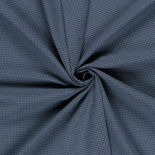Popeline de Coton tissu Bleu Marine Seersucker 