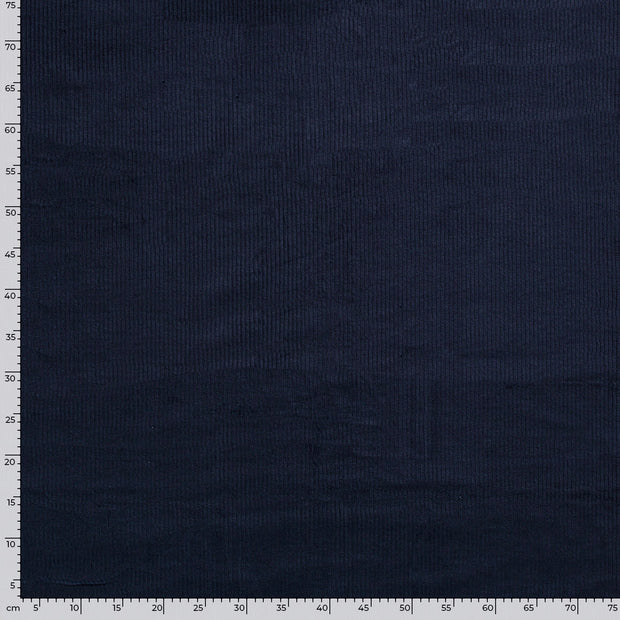 Jumbo Cord Stretch 6w fabric Unicolour Navy