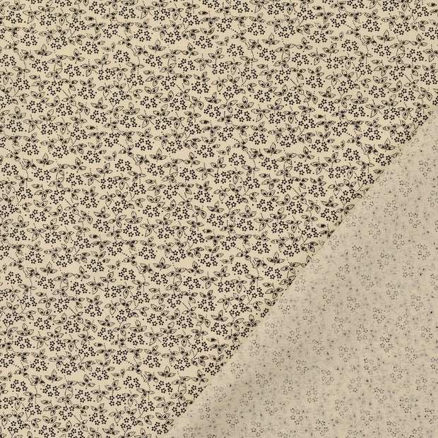 Popeline de Coton tissu Noir imprimé 