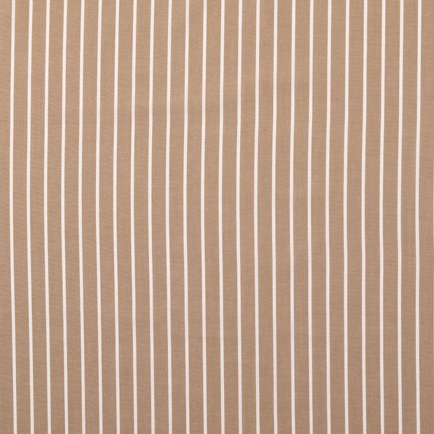 Popeline de Coton tissu rayures Beige