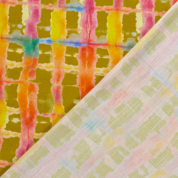 Woven Viscose Linen fabric Abstract printed 
