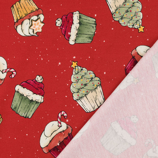 French Terry fabric Red printed 