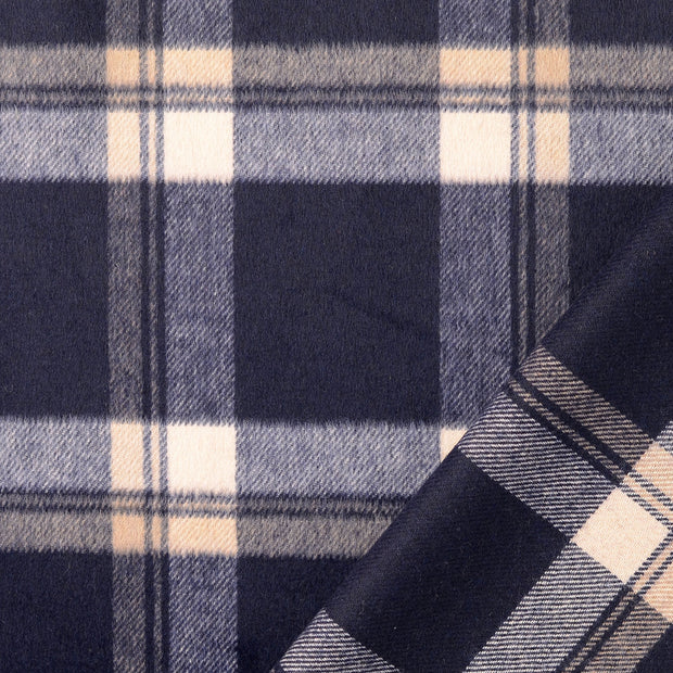 Chiffon en laine tissu Bleu Marine fil teint 