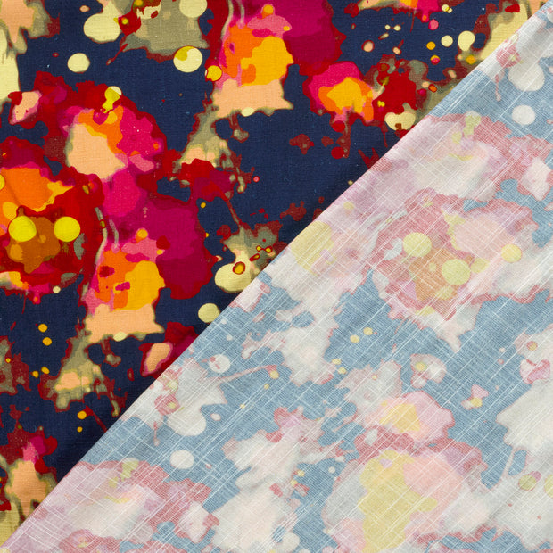 Viscose Lin Chaine et Trame tissu Abstrait imprimé 