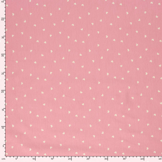  tissu cœurs Vieux rose