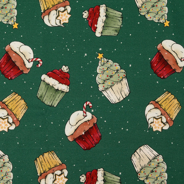 French Terry fabric Christmas Dark Green