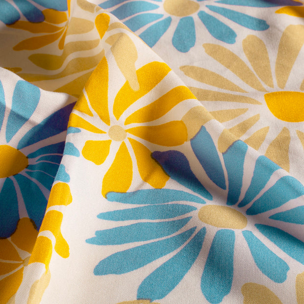 Bamboo Poplin fabric Flowers Yellow