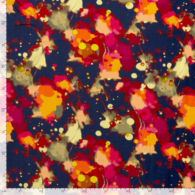 Viscose Lin Chaine et Trame tissu Abstrait Bleu Marine
