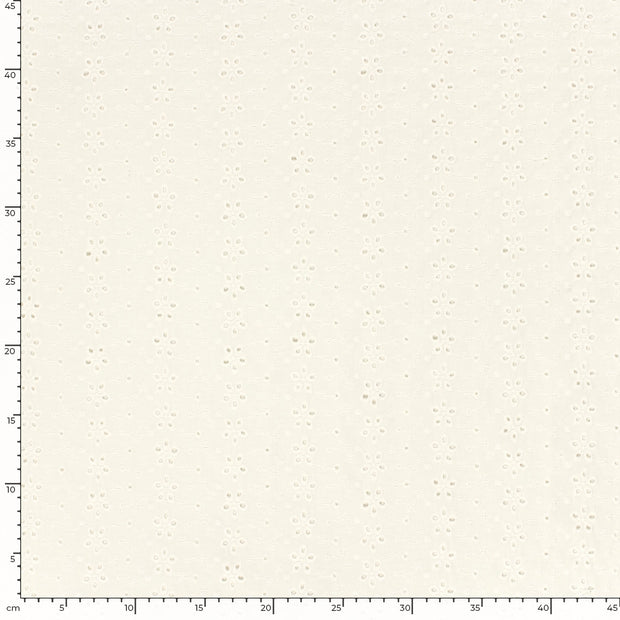Cotton Poplin fabric Flowers Off White