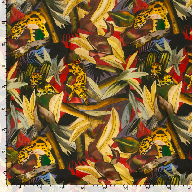 Viscose Poplin fabrik Abstrakt Ocker