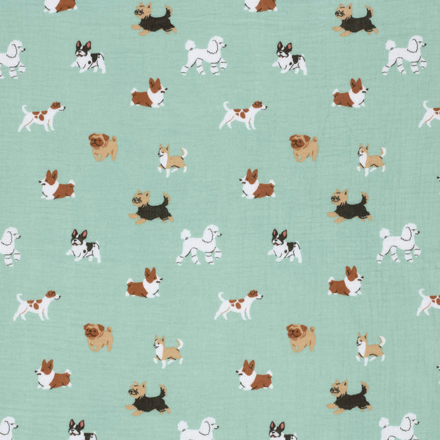 Double gaze tissu Bleu bébé mat 