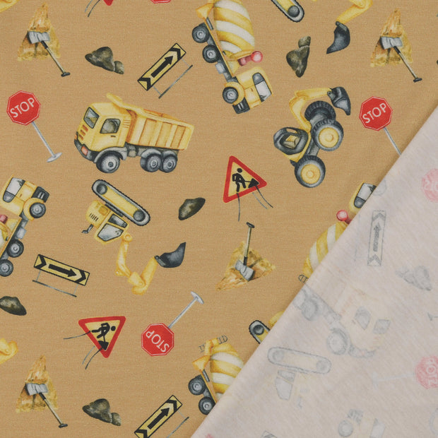Jersey fabric Beige digital printed 