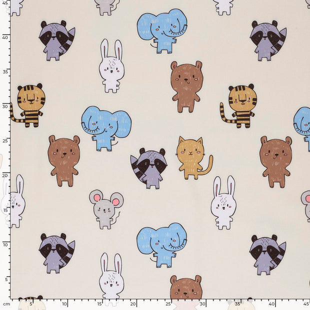 Softshell fabric Animals Beige