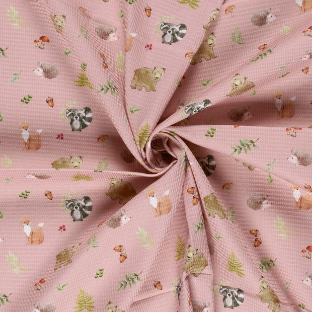 Waffle piqué fabric Old Pink 
