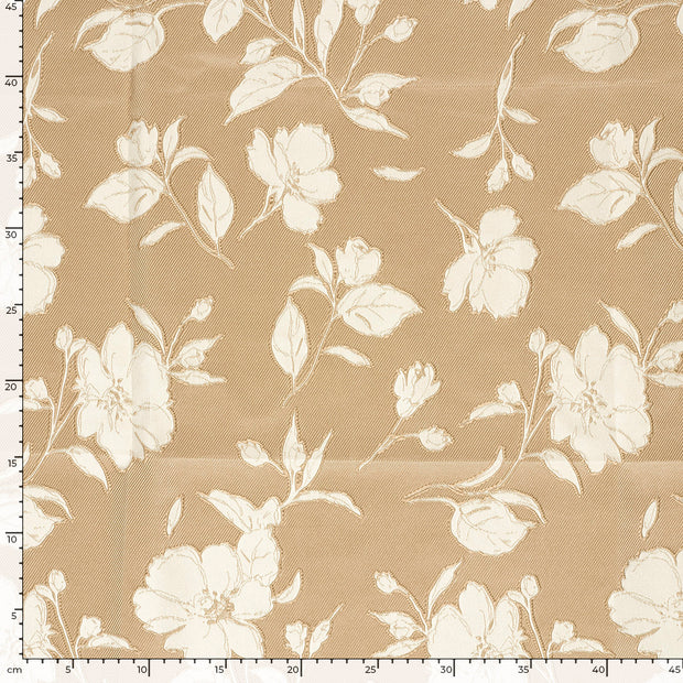 Polyester Webware fabrik Blumen Beige
