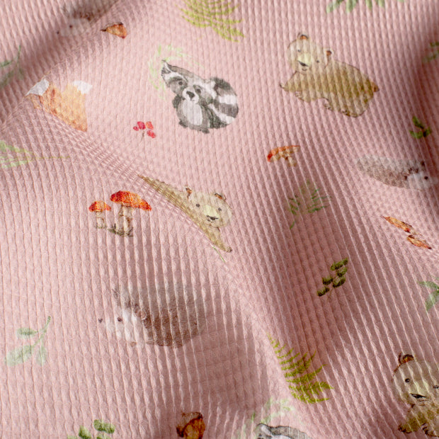 Waffle piqué fabric Old Pink