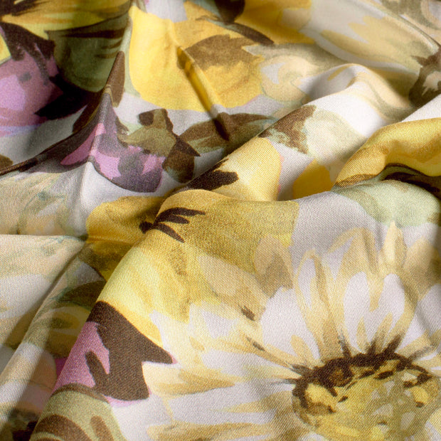 Viscose Satin fabrik Blumen Helles Gelb