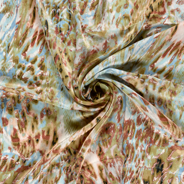 Satin Velvet fabric Brown Taupe printed 