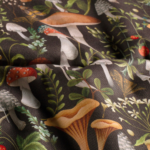 Panama fabric Mushrooms Black