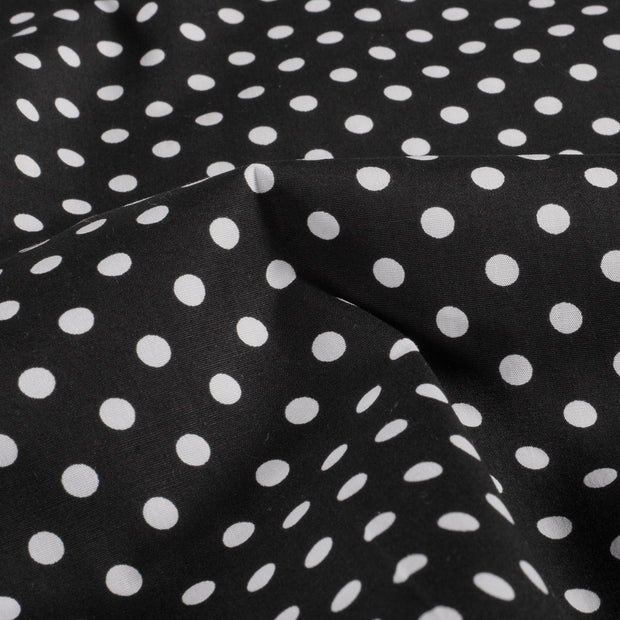 Cotton Poplin fabric Dots Black