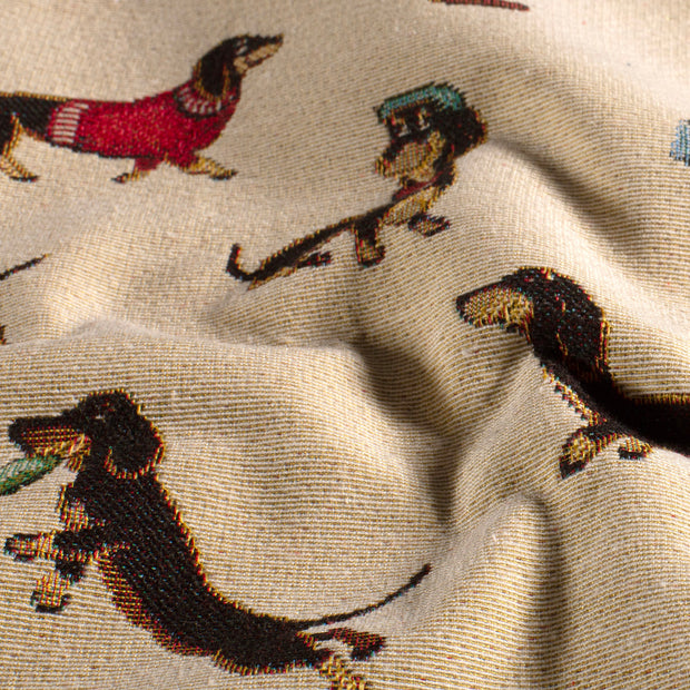 Gobelin tissu chiens Beige