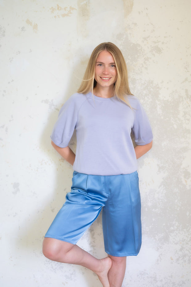 Satin fabrik Uni Blau