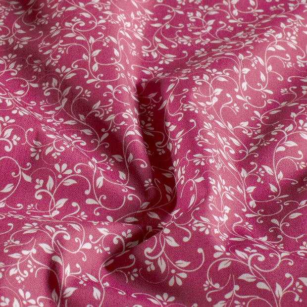 Cotton Poplin fabric Flowers Wine red