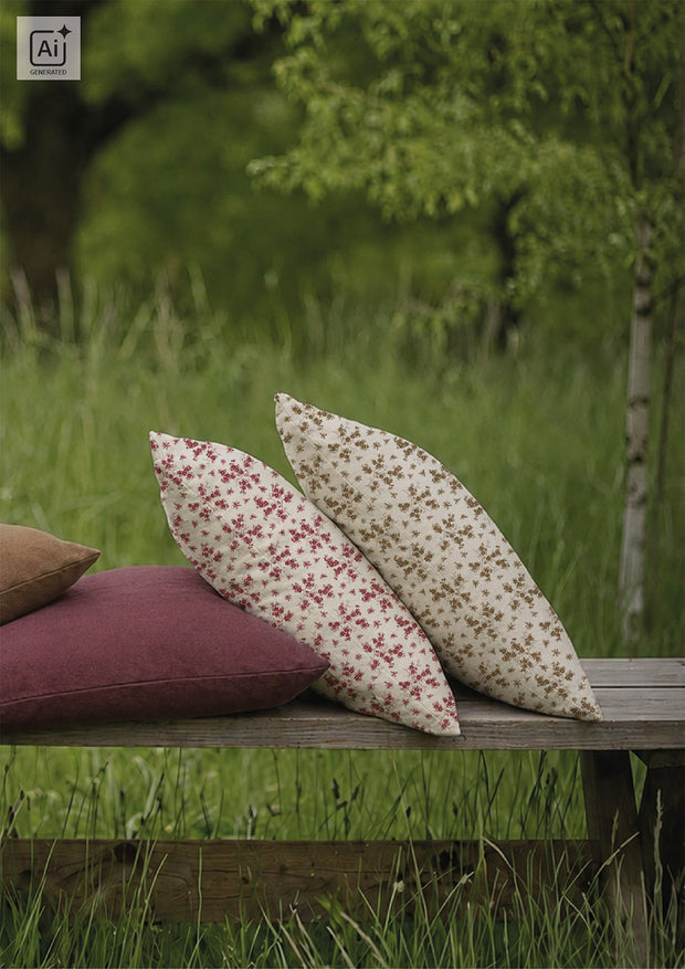 Leinen-Optik fabrik Blumen Dunkelrot