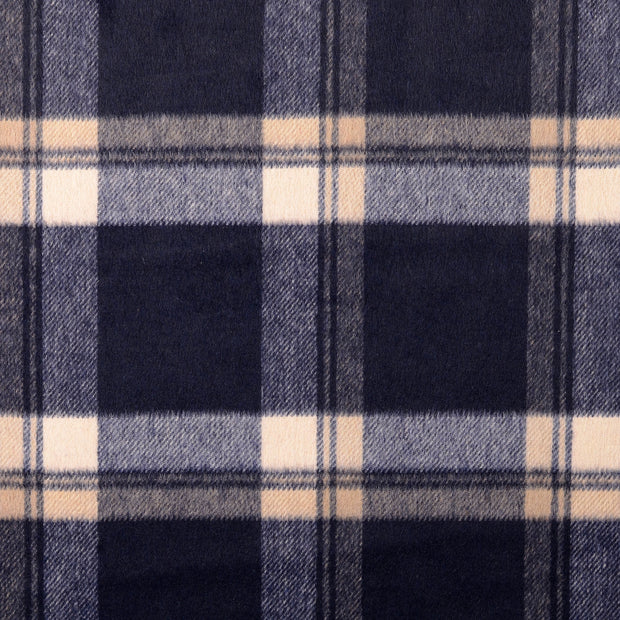 Chiffon en laine tissu Carreaux Bleu Marine