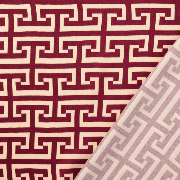 Viscose Satin tissu bordeaux imprimé 
