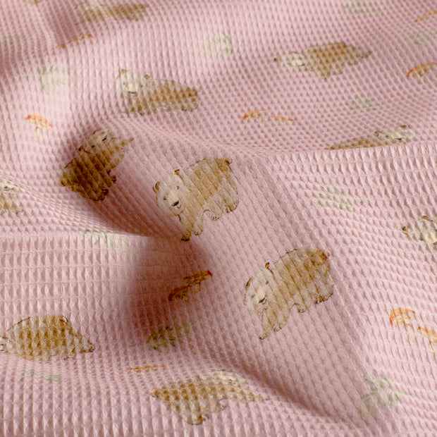 Waffle piqué fabric Old Pink