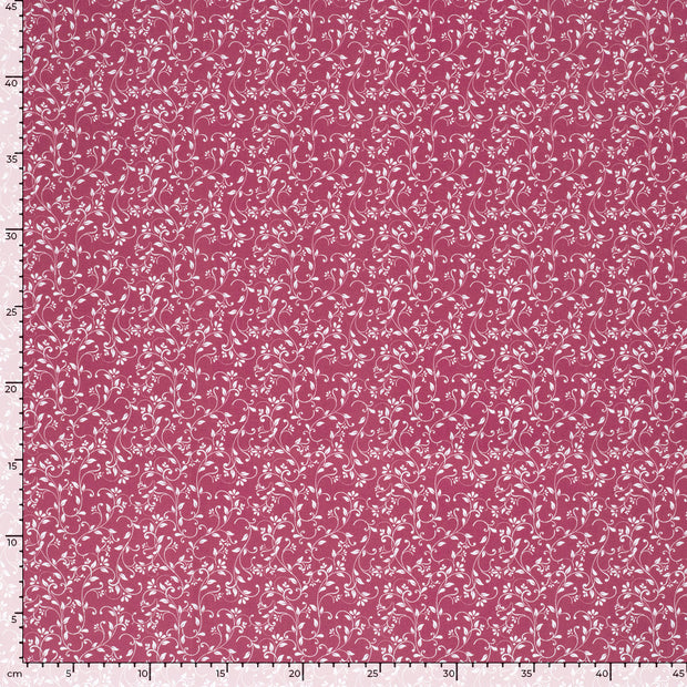 Cotton Poplin fabric Flowers Wine red