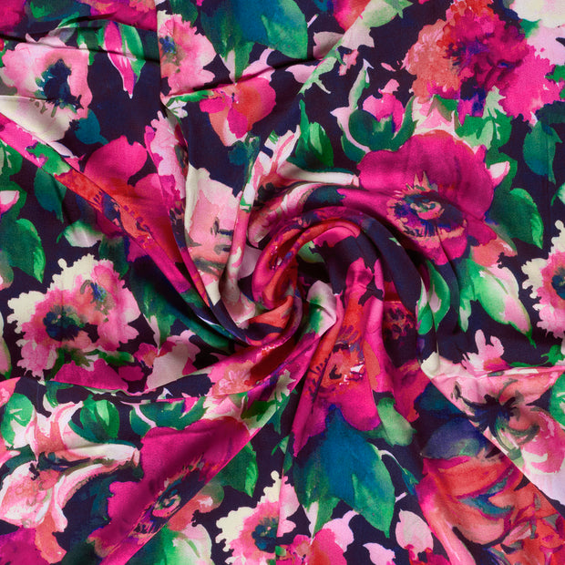 Viscose Satin fabrik Fuchsia digital bedruckt 