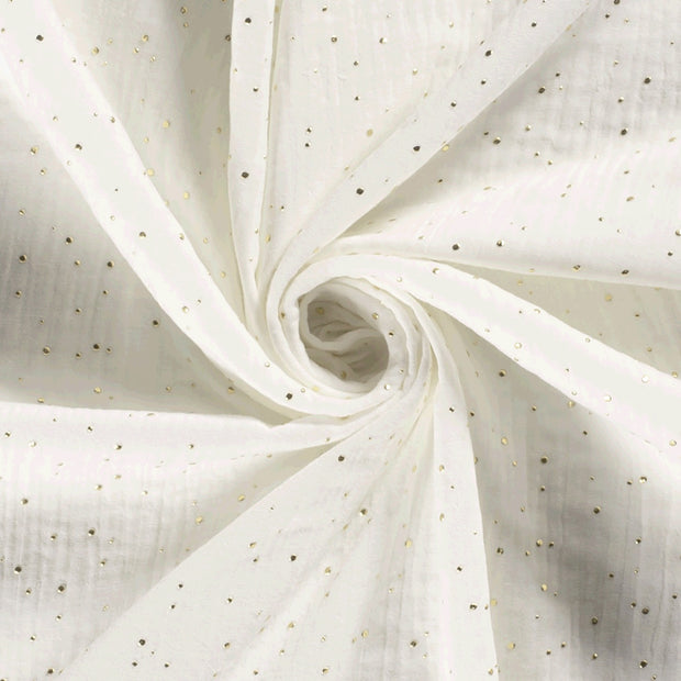 Muslin fabric Dots Off White