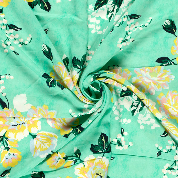 Bamboo Poplin fabric Mint printed 