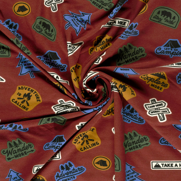 French Terry fabric Dark Red digital printed 