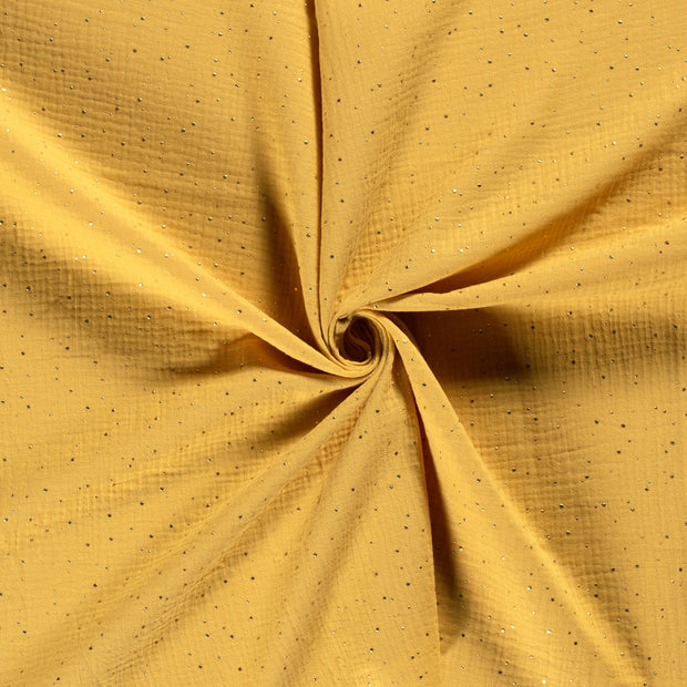 Muslin fabric Oker dew drops 