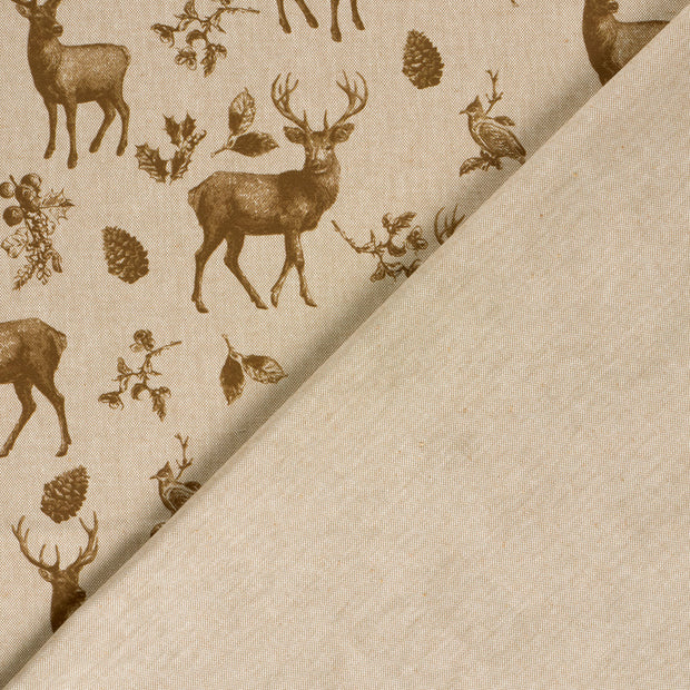Linen Look fabric Deer digital printed 