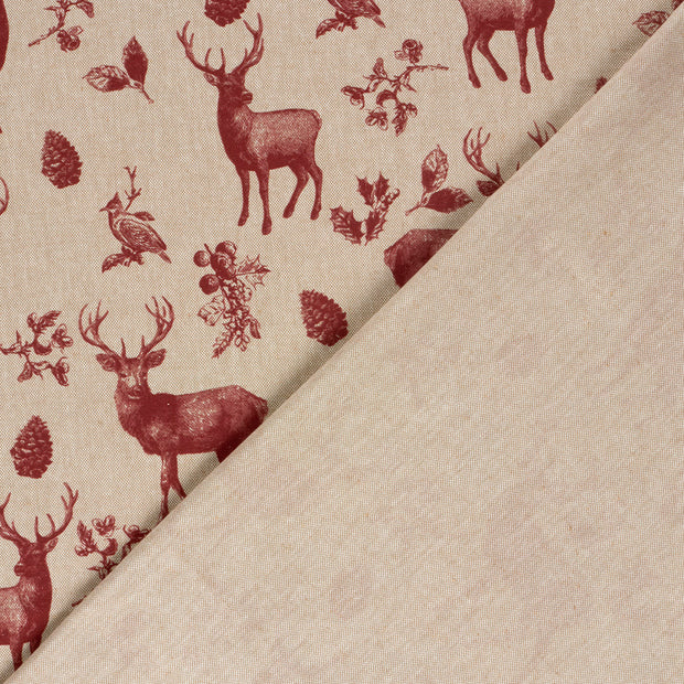 Linen Look fabric Deer digital printed 