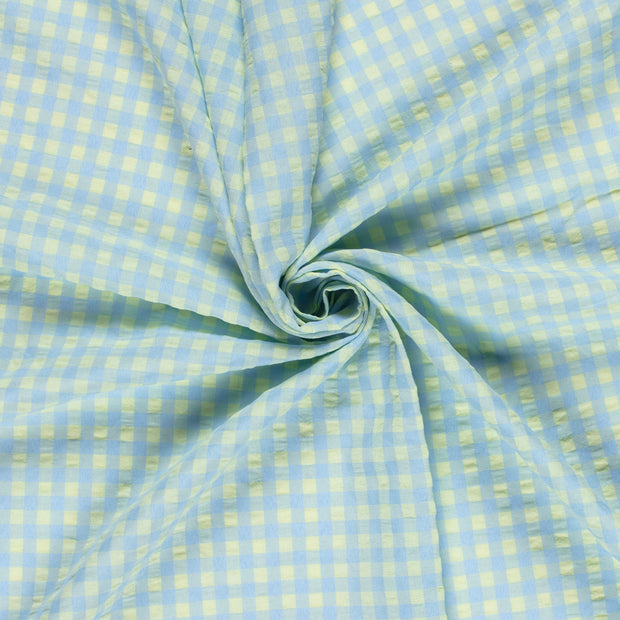 Popeline de Coton tissu Bleu clair Seersucker 