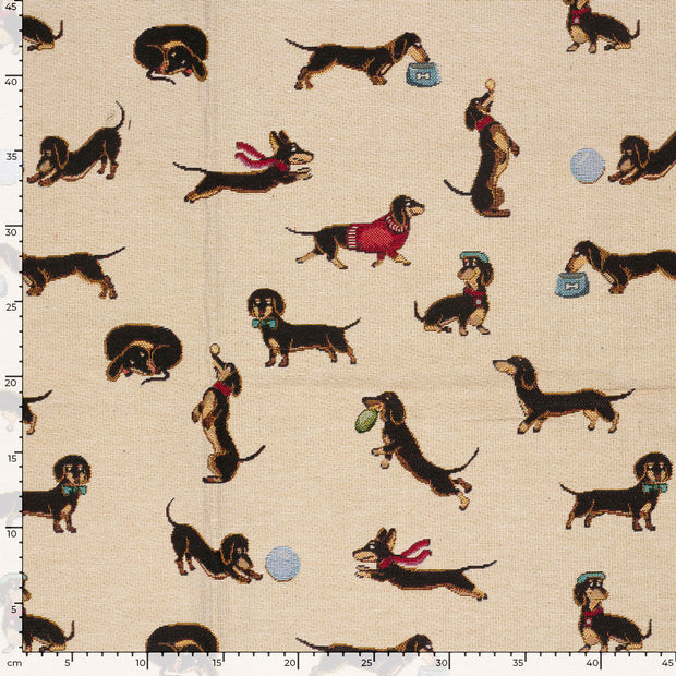 Gobelin tissu chiens Beige