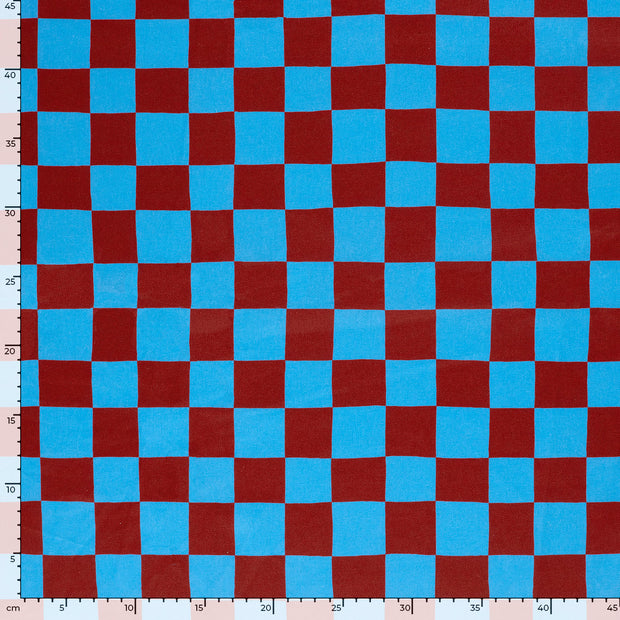Panama tissu Carreaux Bleu Ciel